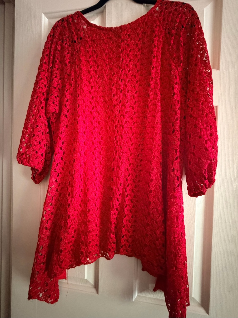 Dress Barn Red Crochet Lace Scoop Neck Blouse - Picture 4 of 7